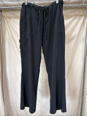 Black Straight Leg Scrub Pants with Drawstring